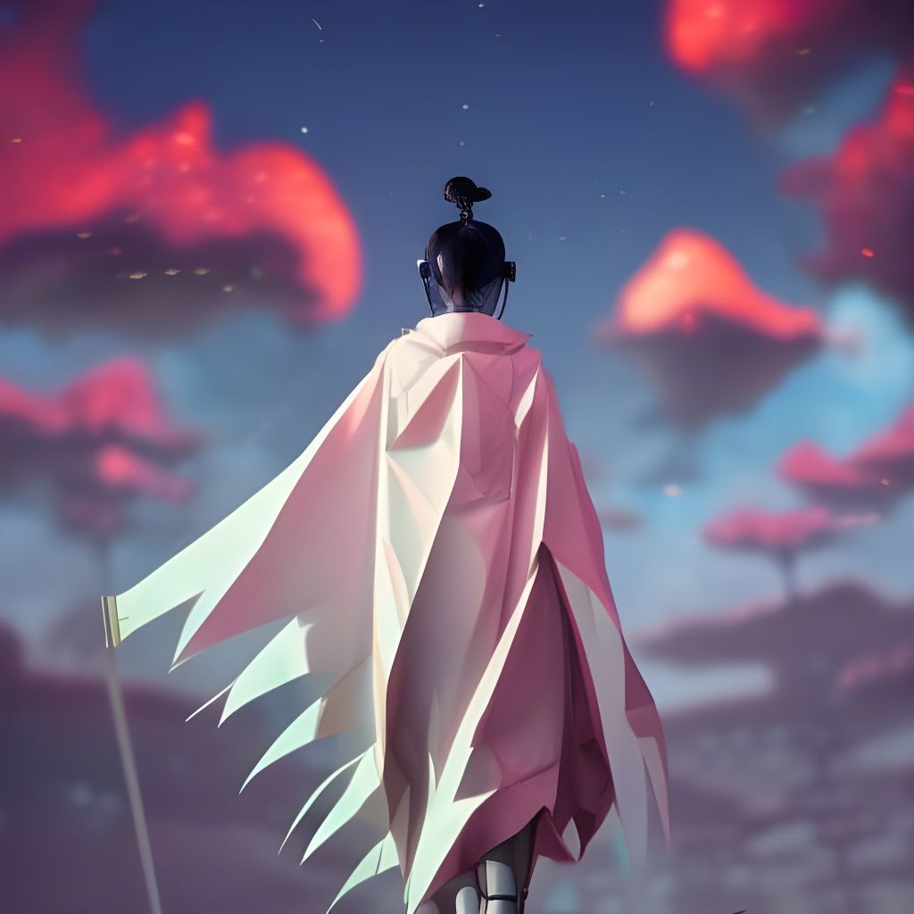 Cyberpunk Woman in Futuristic Raincoat: Anime Key Visual