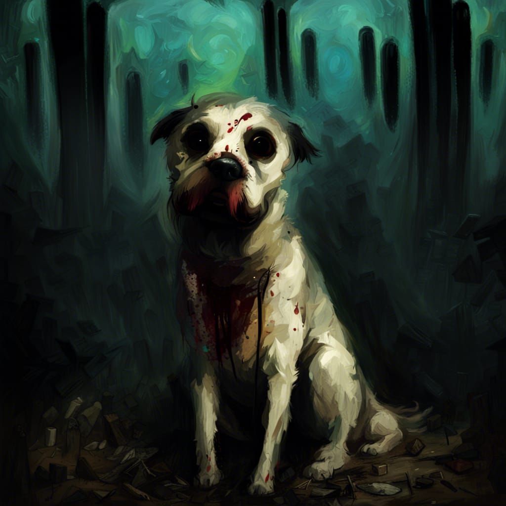 Creepy Dark Horror Dog Digital Art