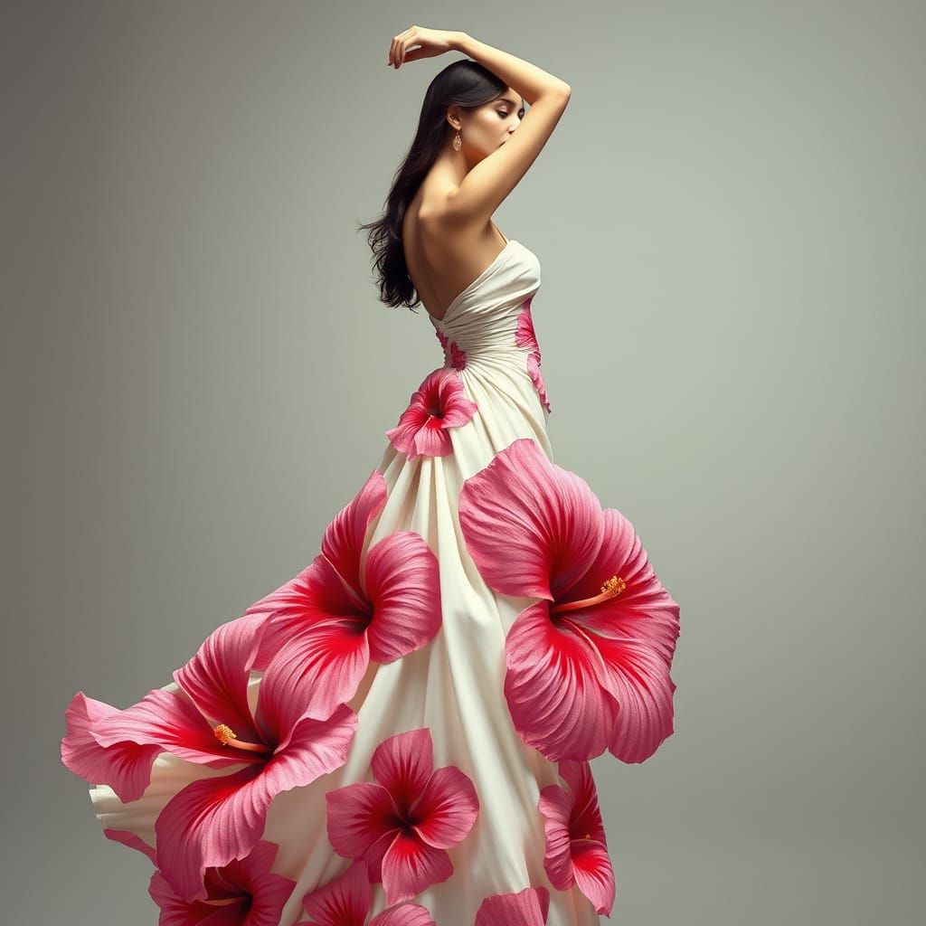 Ethereal Goddess in Art Nouveau-Inspired Gown