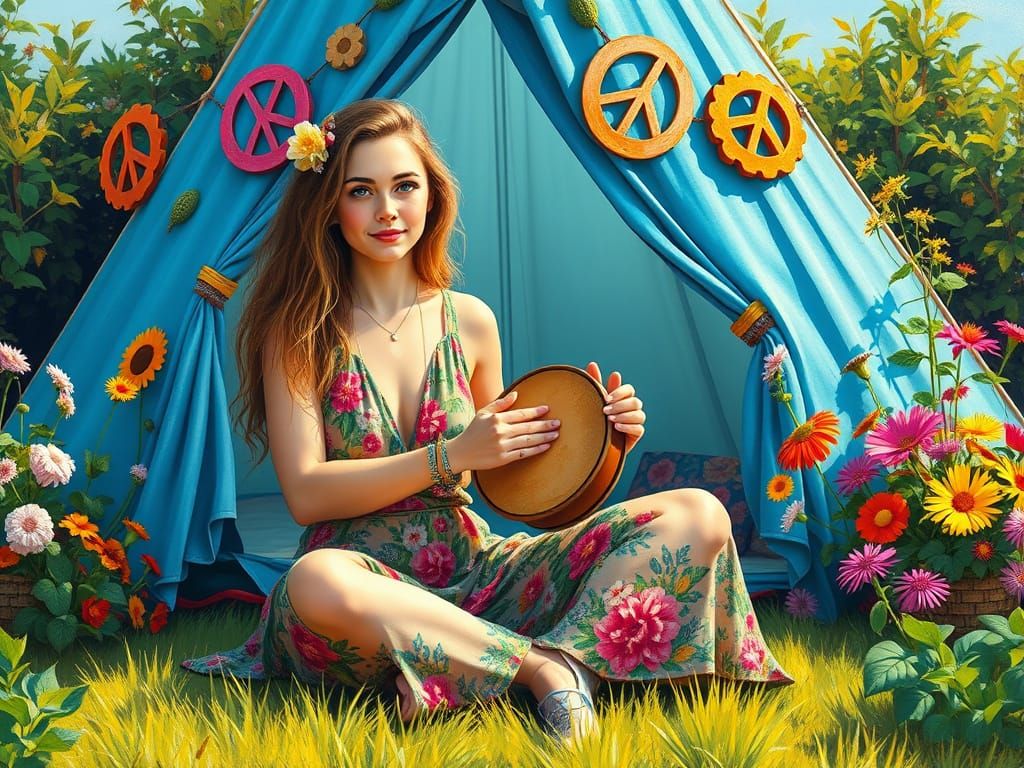 Hippy with Tambourine