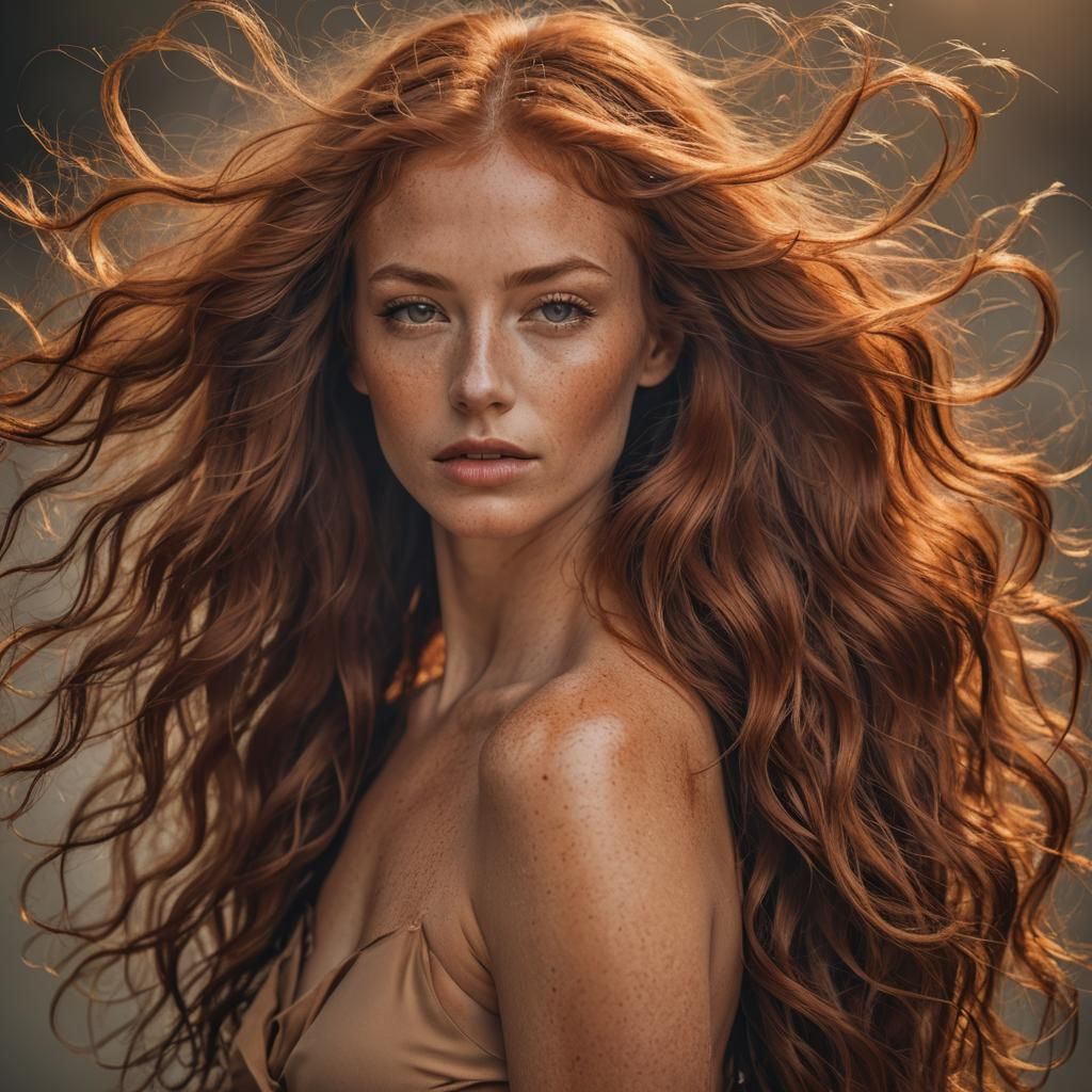 Beautiful Freckled Redhead with Soft Lighting