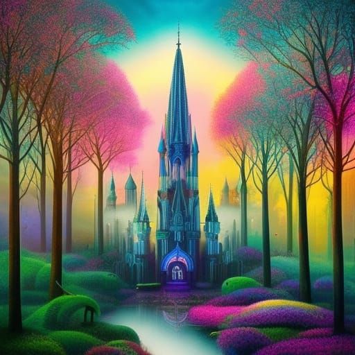 Surreal Dream City Adventure with Magical Creatures