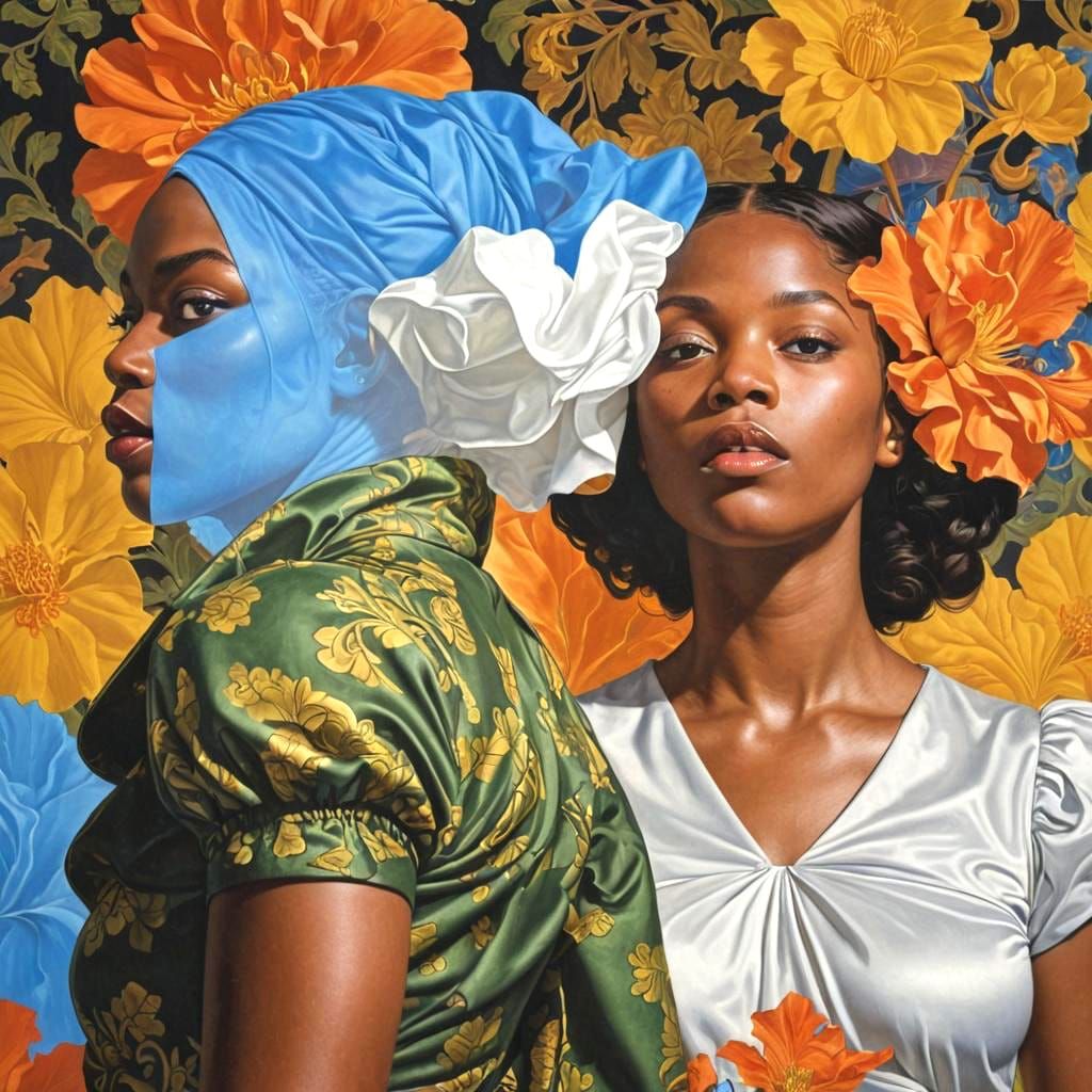 Abstract Portrait of Two Women in Vibrant Style