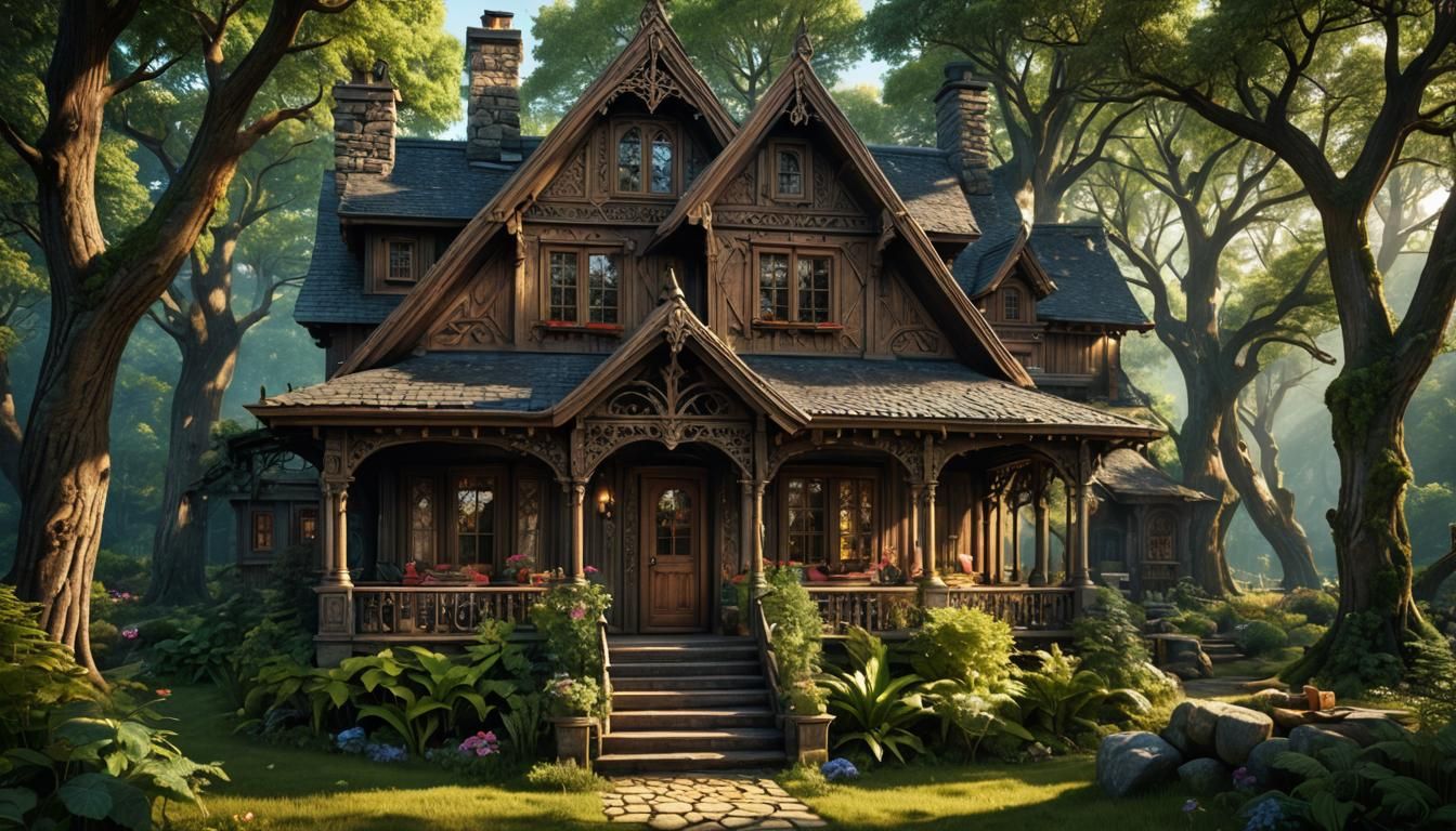Cozy Cabin in Enchanted Woods: Storybook Dreamscape