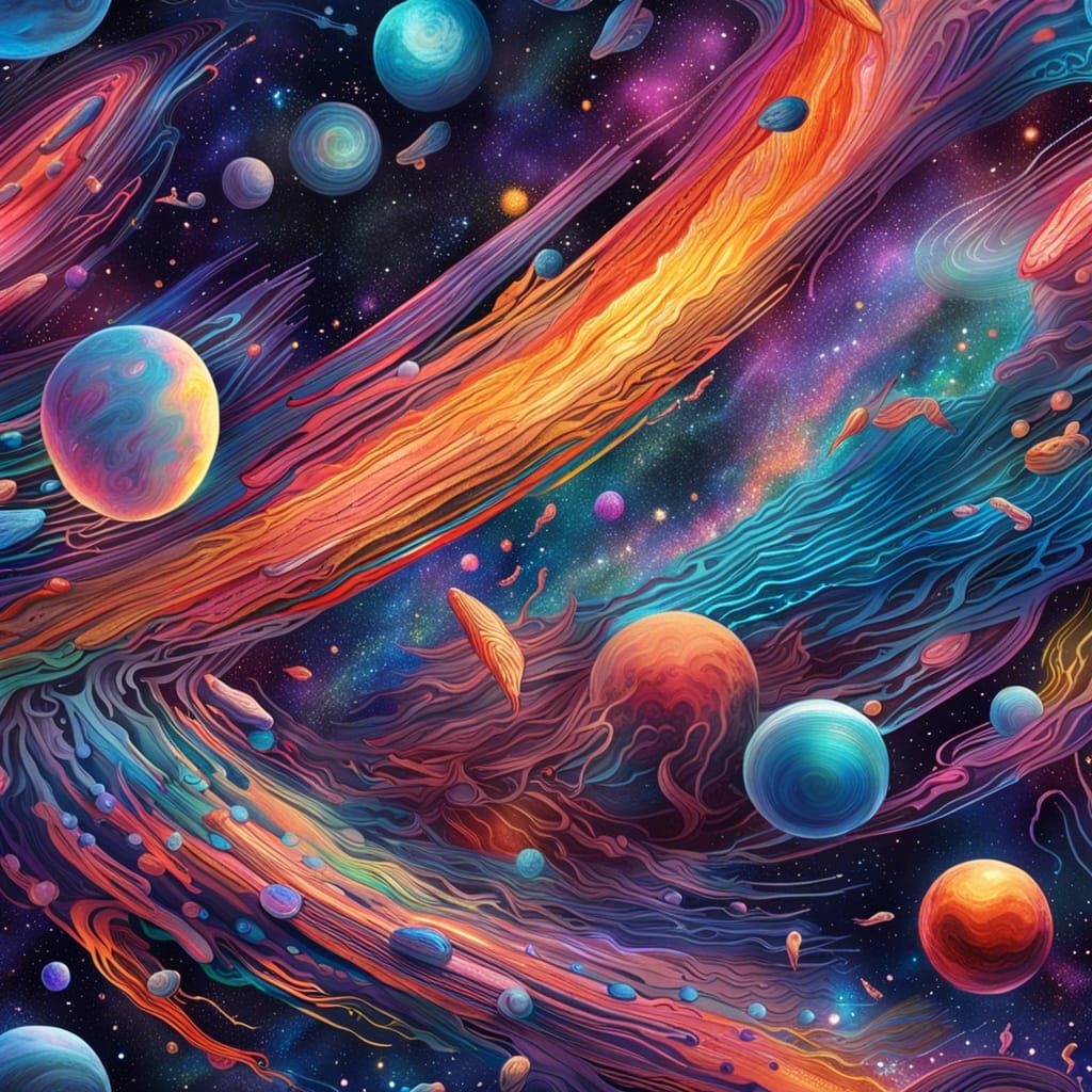 Cosmic Comets in Holographic Astral Illustration