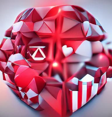 Geometric Red Heart in 3D Parallax