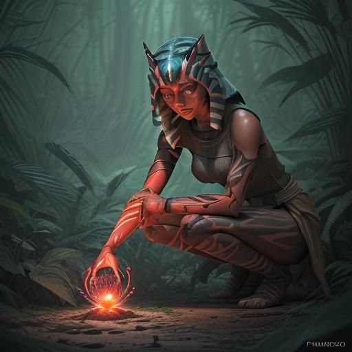 Ahsoka Tano and Sith Holocron in Burnt Forest