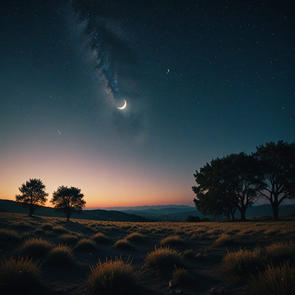 Ethereal Night Sky Illuminated by Soft Moonlight