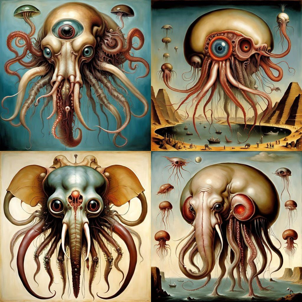 Surreal Egyptian Homunculus with Meat and Organs