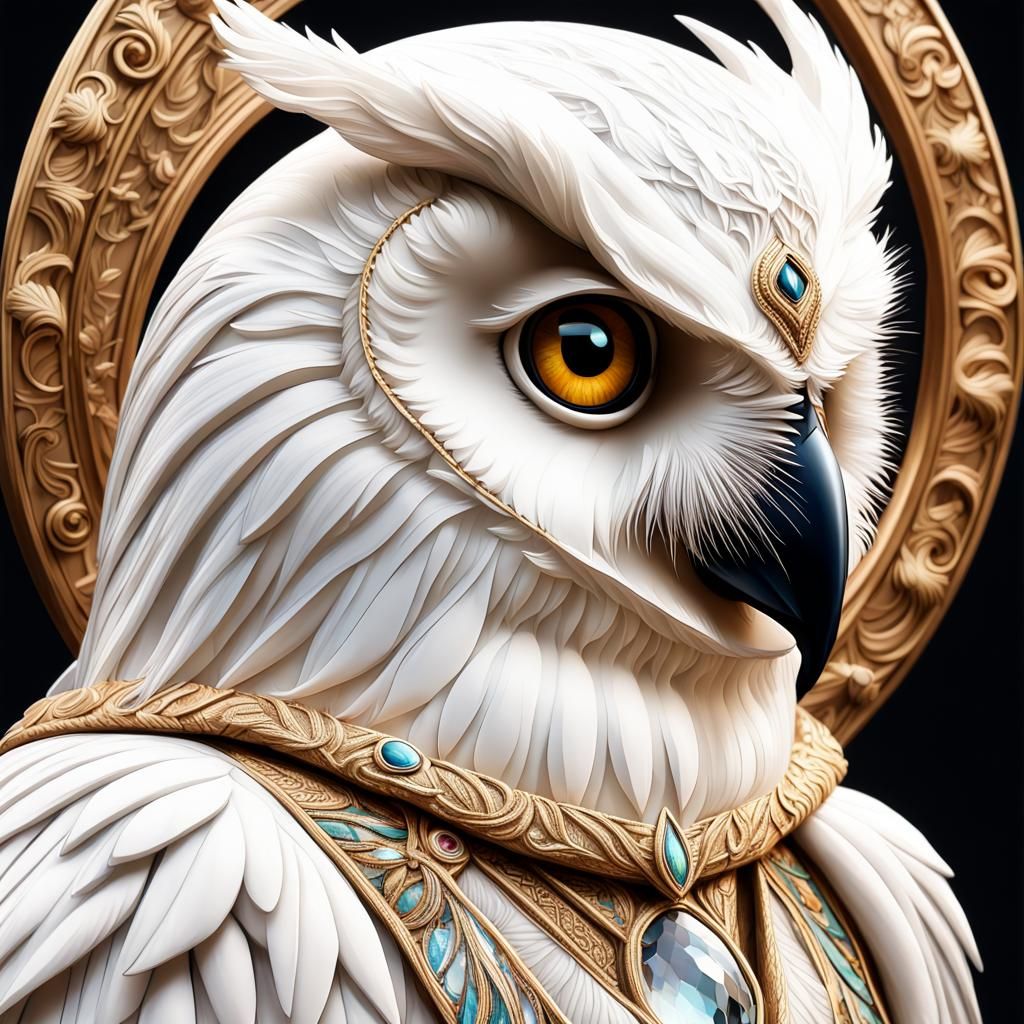 Crystal Owl Priestess in Art Deco Style