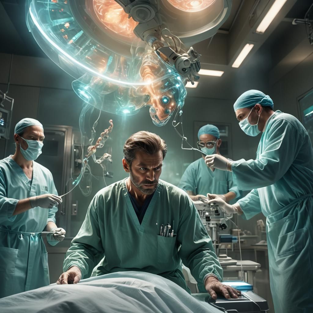 Surreal Surgery: Spirit Oversees Operation in Ethereal Light