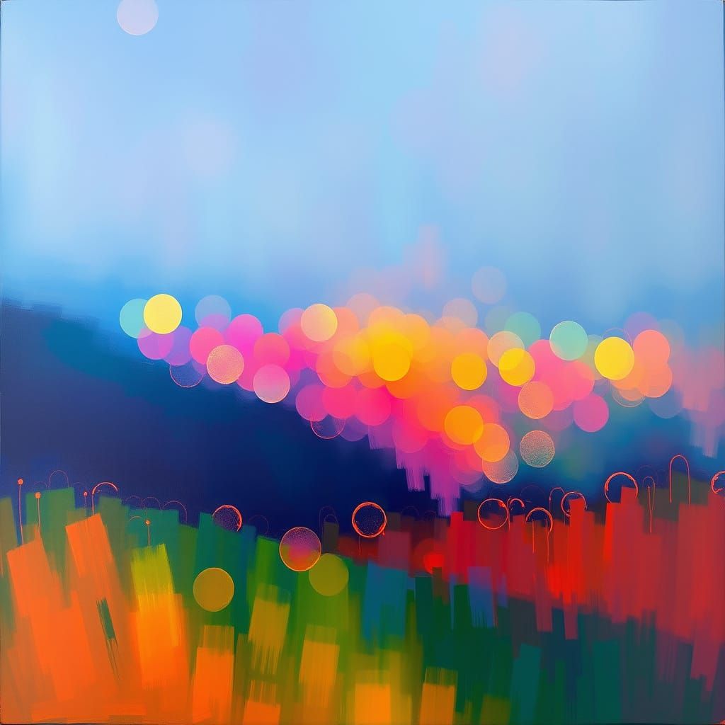 Shimmering Lights Dance Across Serene Landscape