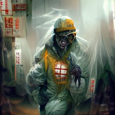 Sinister Japanese Hazmat Suit Zombie