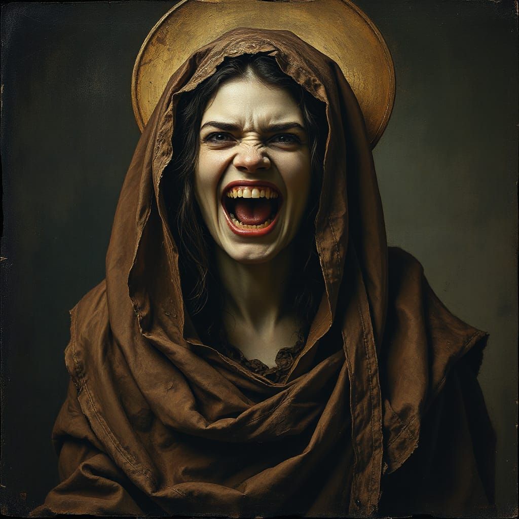 Wicked Saint with Dramatic Lighting as Fine Art