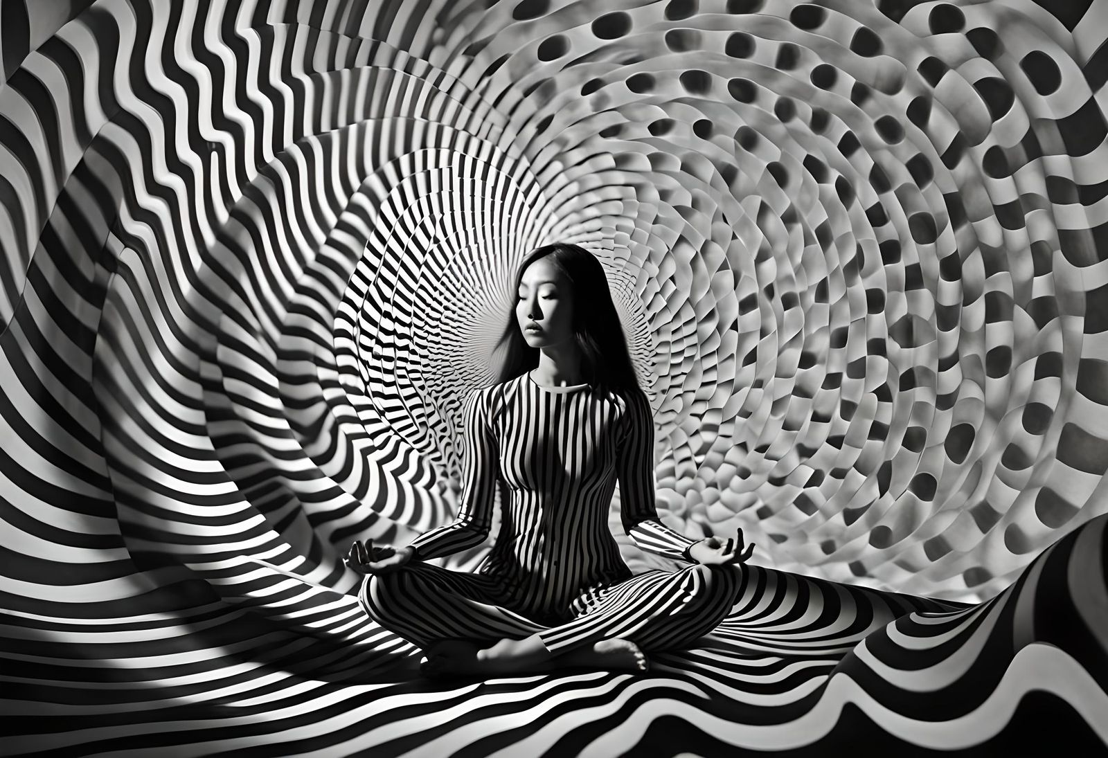 Meditating Figure in Surrealist Dreamscape Art