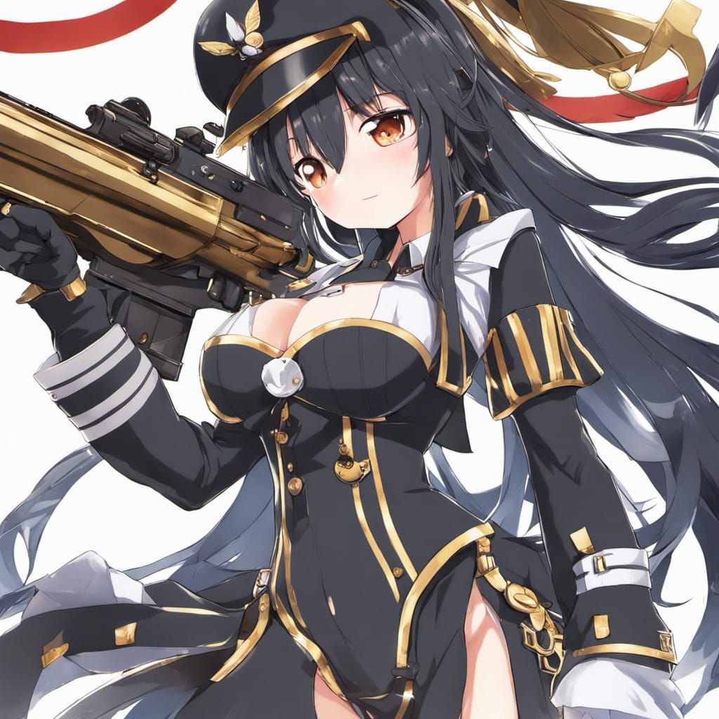 Anime Shipgirl Assassin with Battleship Guns