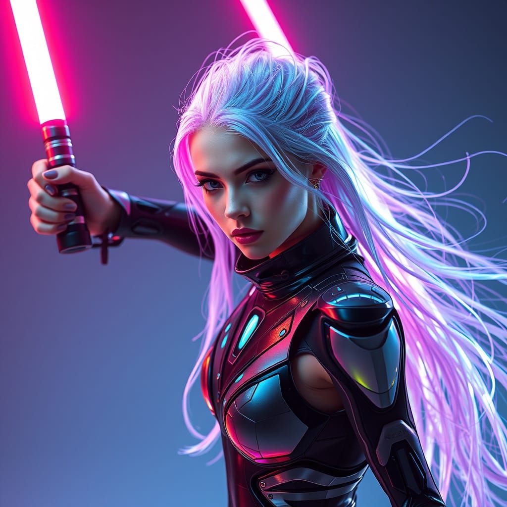 Futuristic Cyber Beauty Unleashes Power in 8K Ultra HD