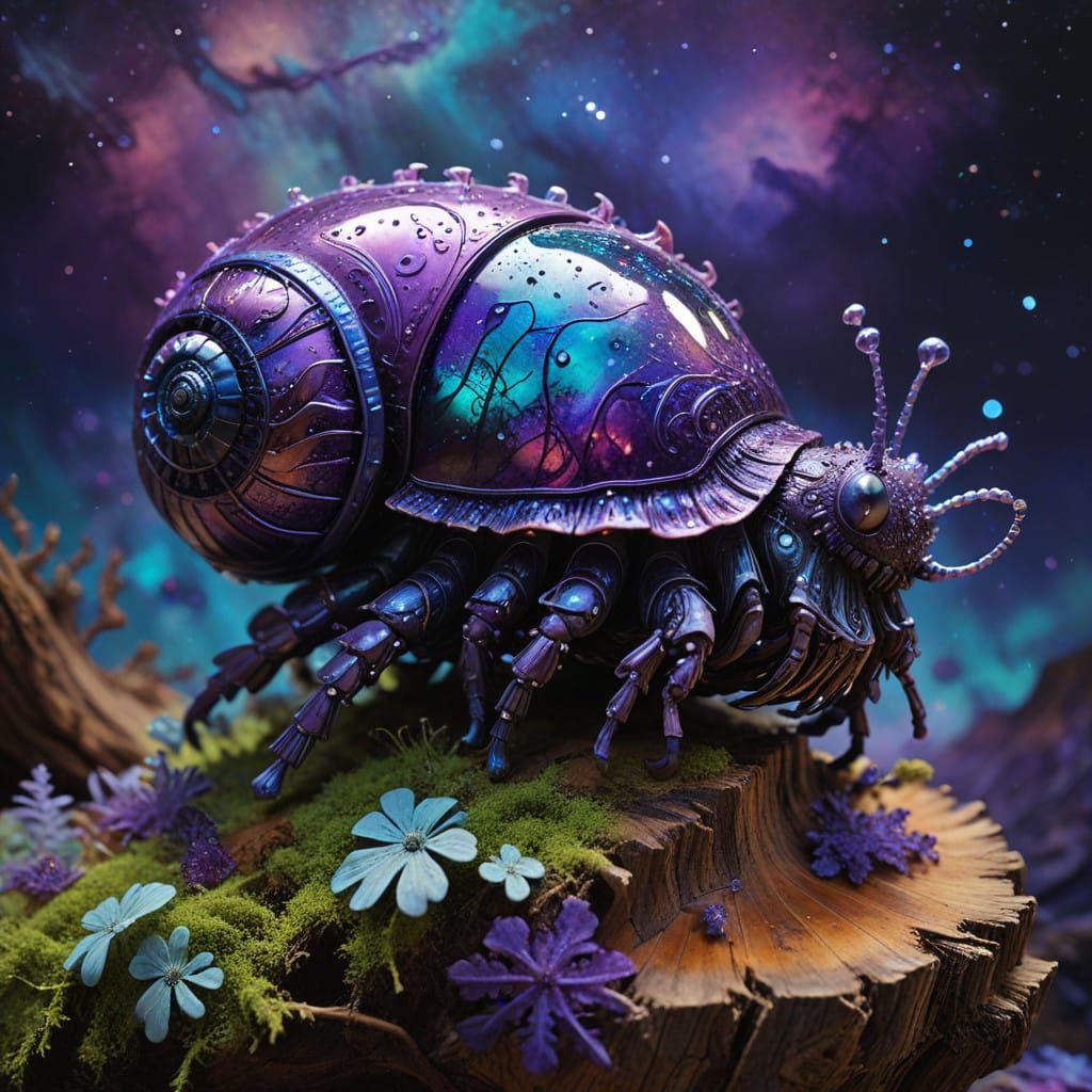 Majestic, Iridescent Paisley Rolly-Polly in Cosmic Mushrooms...