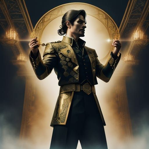 Man Singing on Dimly Lit Art Deco Stage