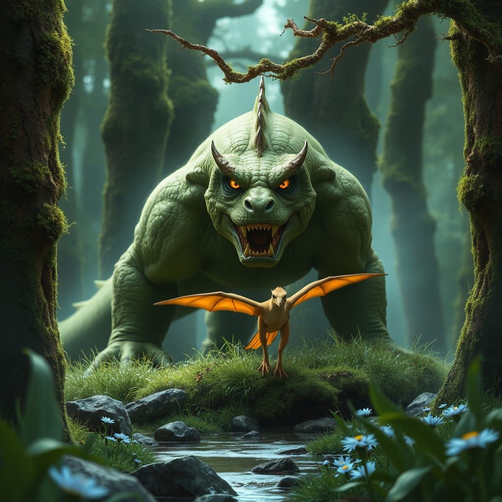 Mystical Forest Dragon Illustration