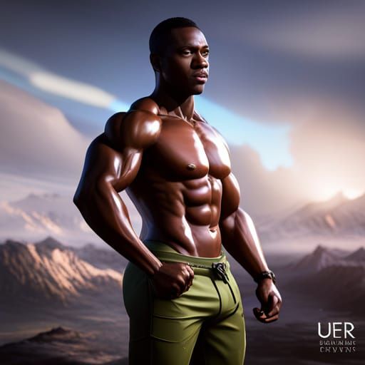Detailed Army Muscle Man in Matte Painting Style