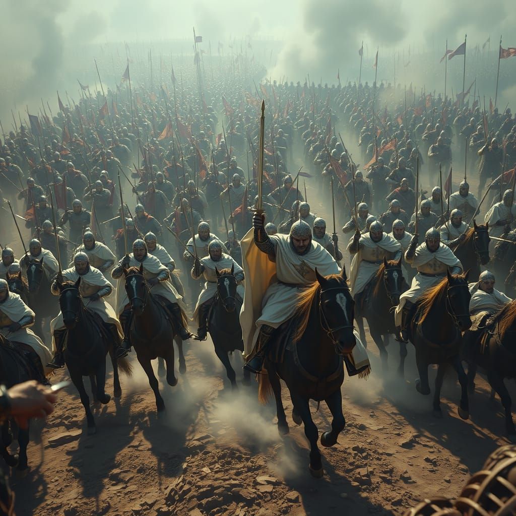 Epic Medieval Knights Battle in Digital Matte Painting