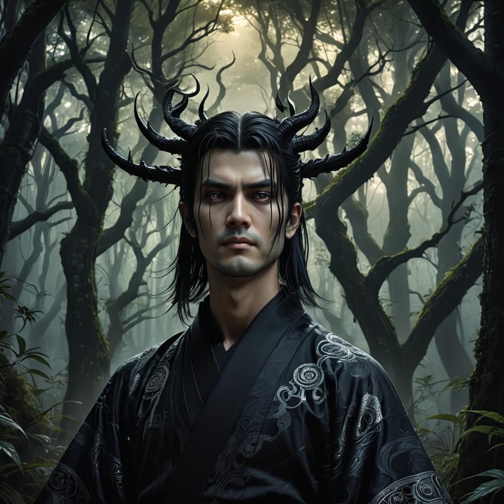 Eerie Dark Fantasy Portrait in Anime Style