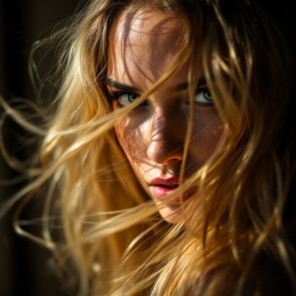 Furious Woman in Golden Light