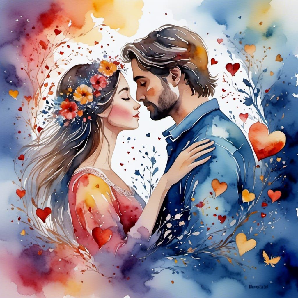 <lora:Watercolor Love:1.0> A girl named Bibi and a boy named...