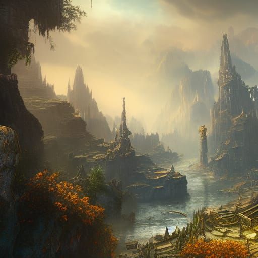 Fantastical Matte Painting in Deep Color, 8K