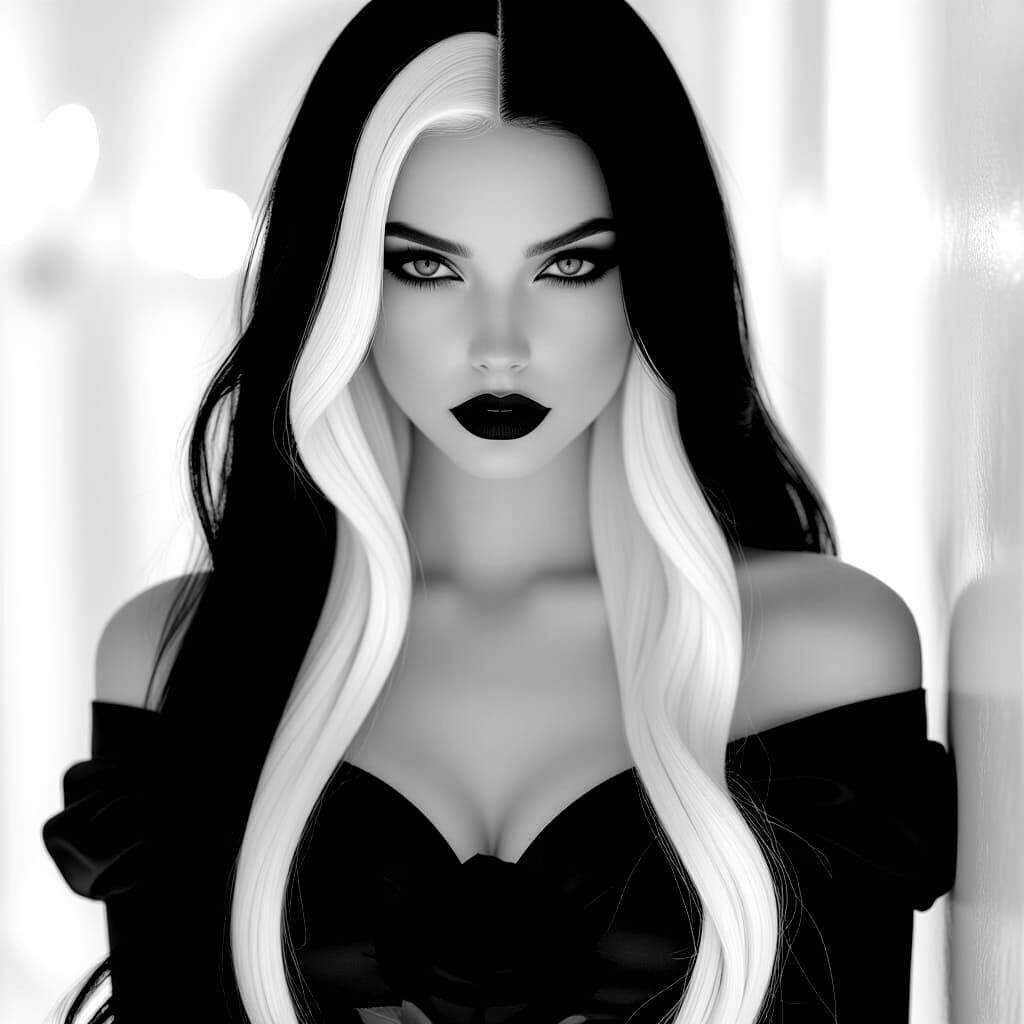 Gothic Woman Portrait in Black and White