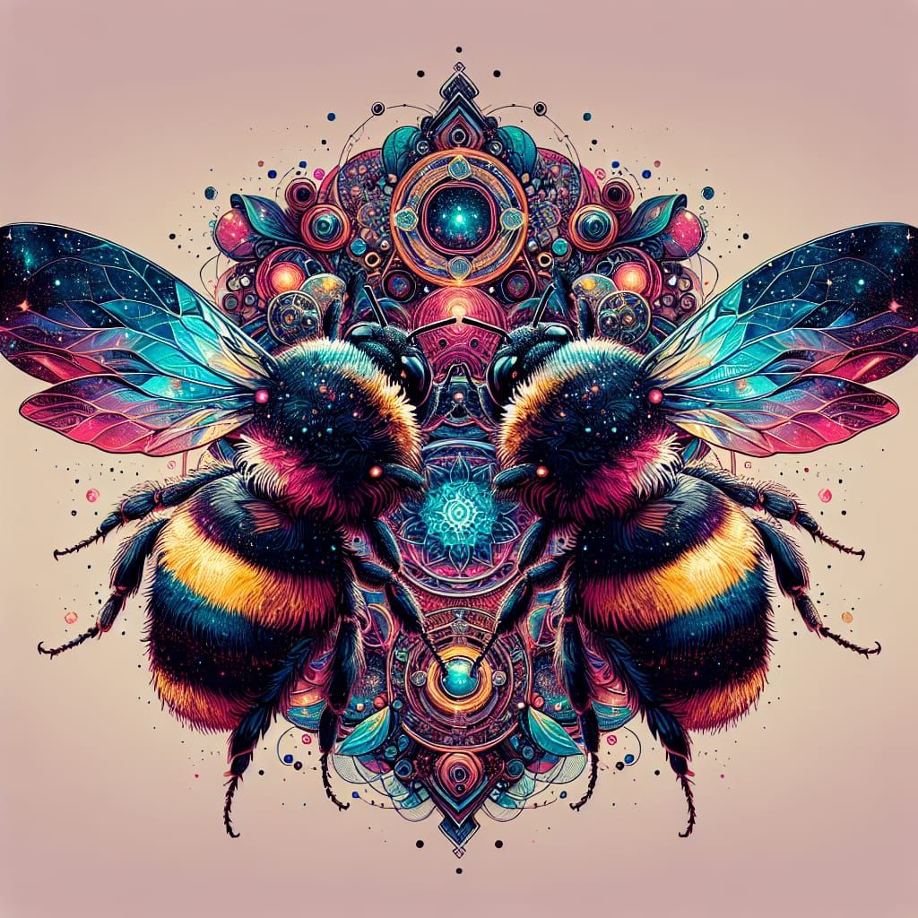 Cosmic Bumble Bees in Holographic Peruvian Art