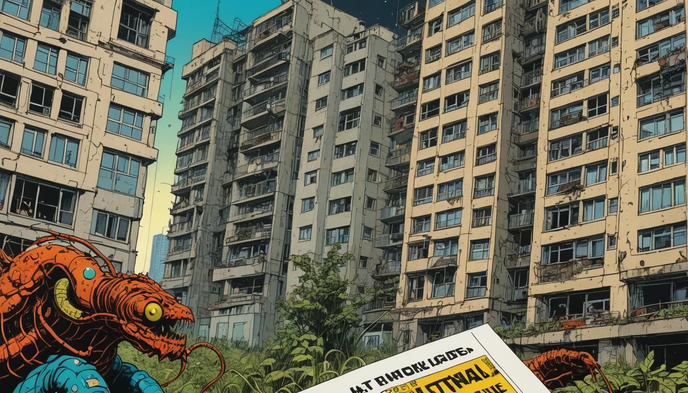 Retrofuturistic Comic Art with Mutated Centipedes