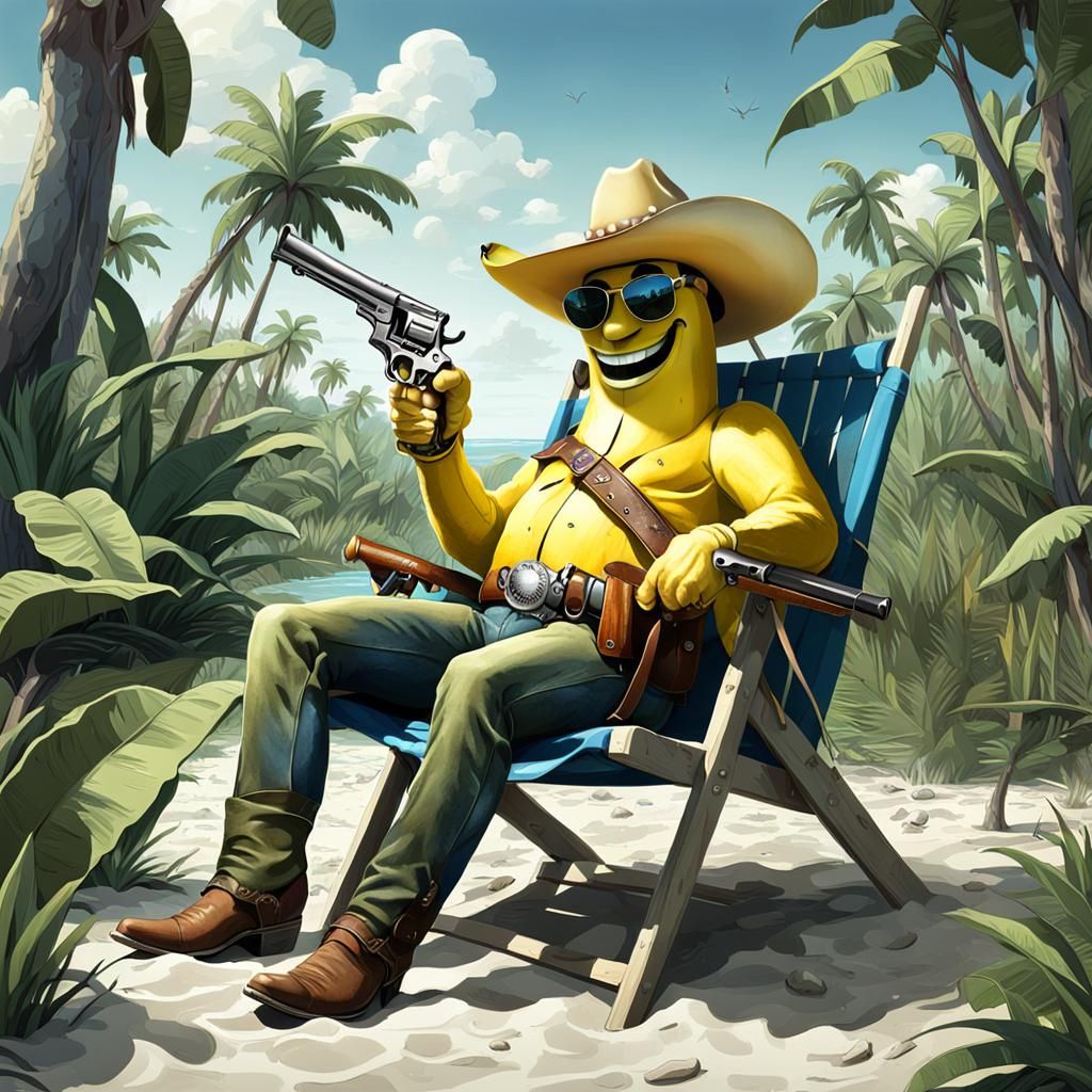 Cowboy Banana in Swampy Beach Scene