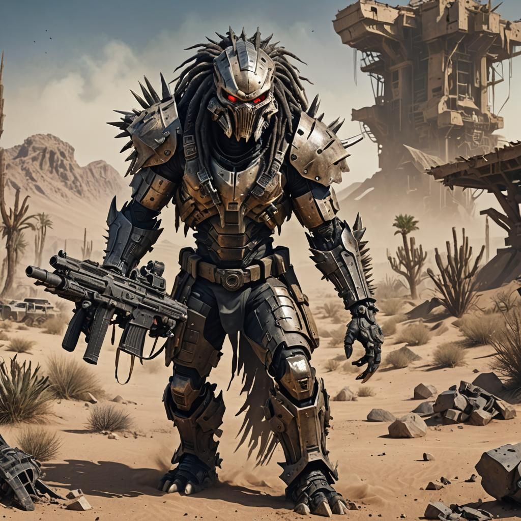 Post-Apocalyptic Desert Predator with Giant Gun