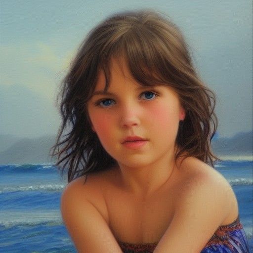 Portrait of Beautiful Girl in Oil Painting Style