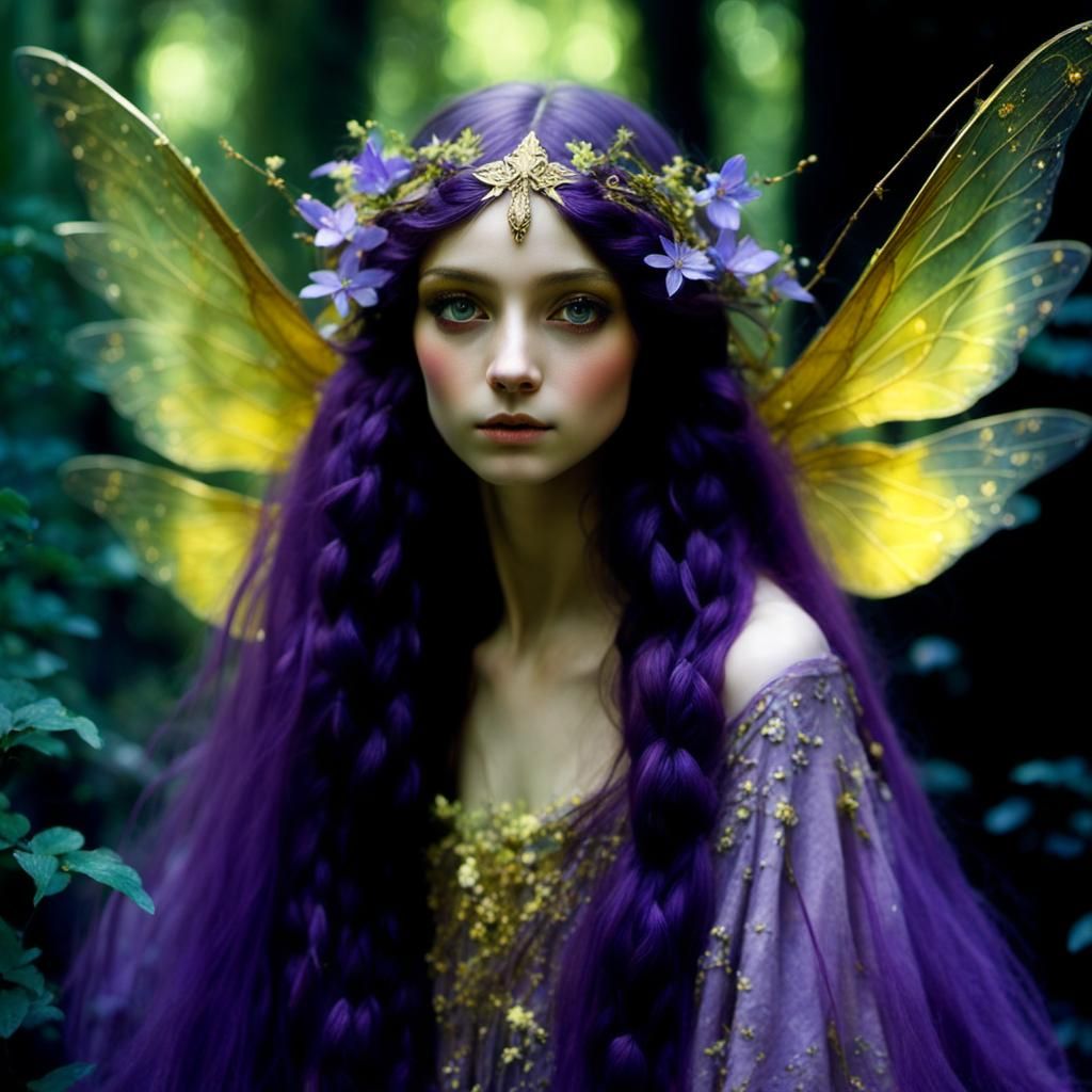 Beautiful Winged Fairy in Pre-Raphaelite Style