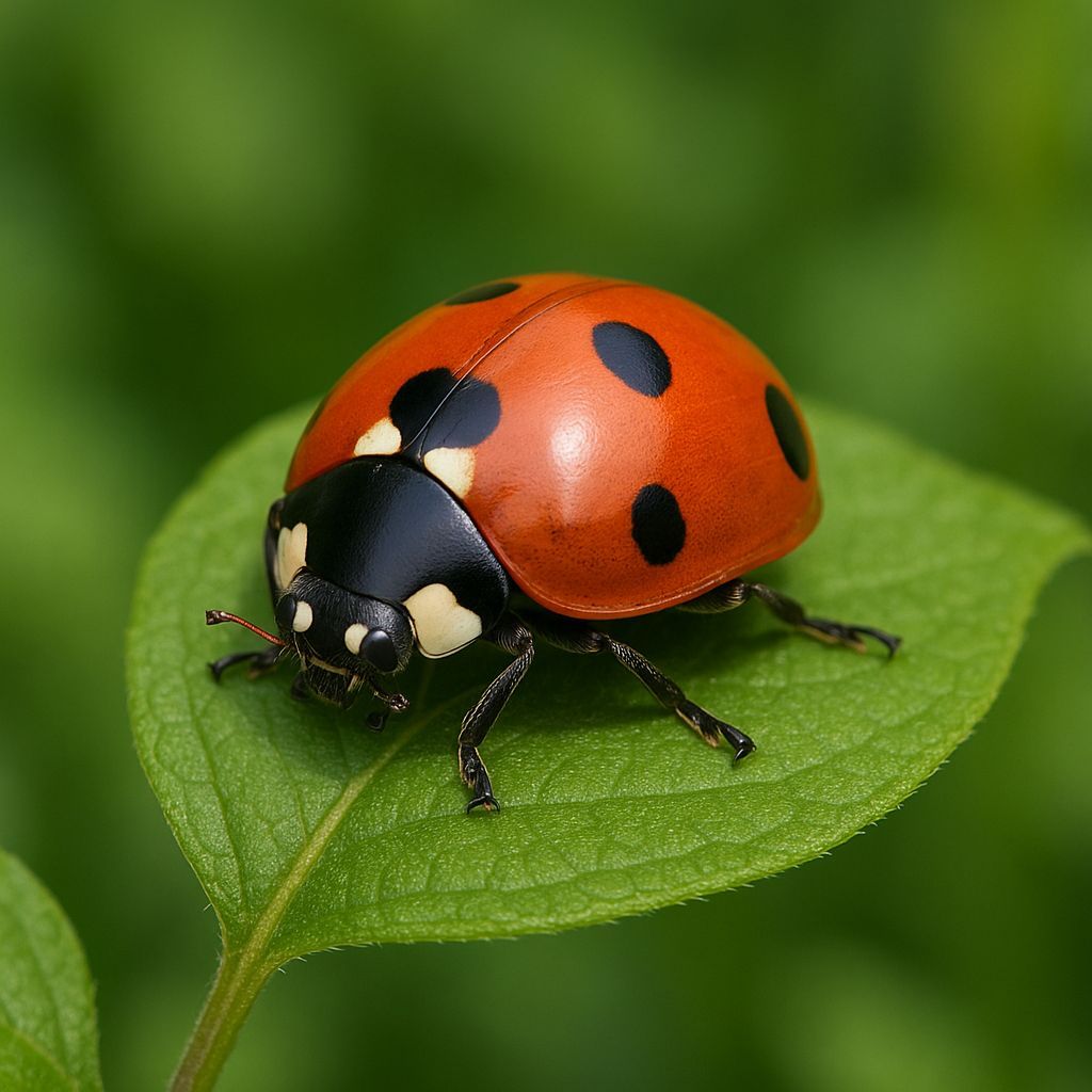 Ladybug on Leaf Close-Up