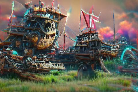 Machine Pirate Ship Landscape in 8K Resolution