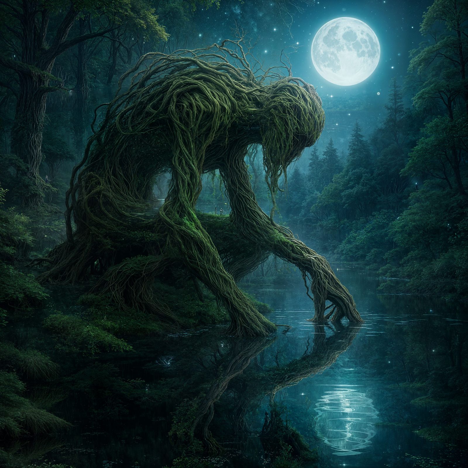 Ancient Ent Contemplates in Enchanted Forest