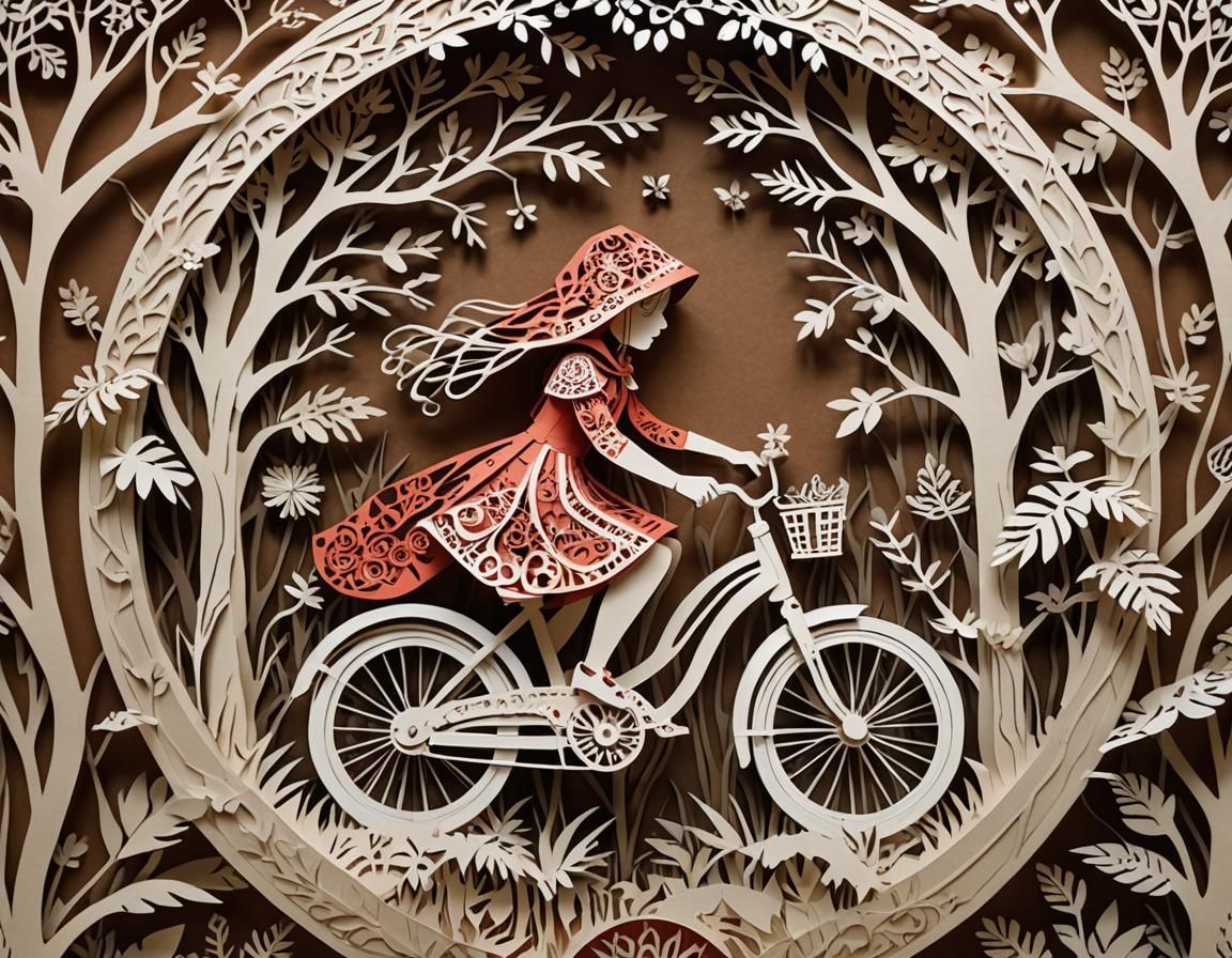 Little Red Riding Hood Paper Art Sculpture