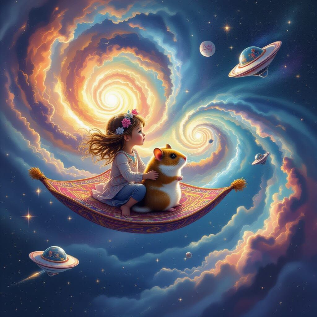 Cosmic Flying Carpet Ride: Dreamy Fractal Art