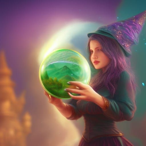 Witch and Crystal Ball: Fantasy Concept Art