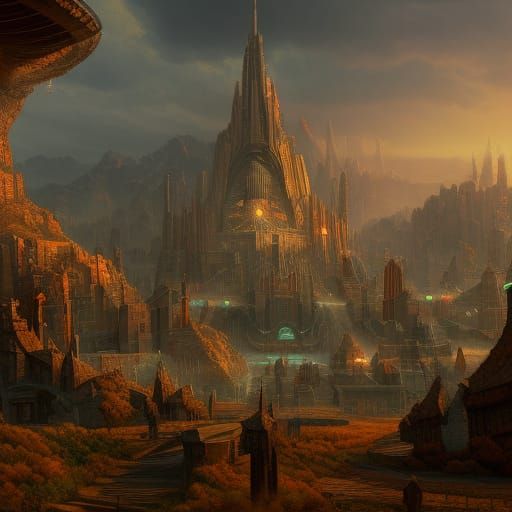 Fantastical Advanced Civilization Concept Art