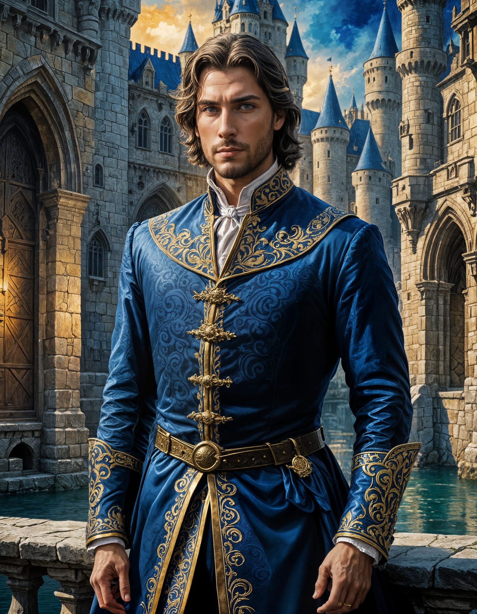 Noble Medieval Gentleman in Watercolor Painting