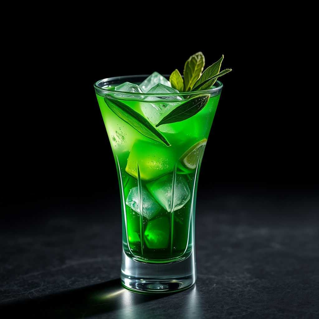 Emerald Cocktail in Crystal Glass, Hyperrealistic HDR Photog...
