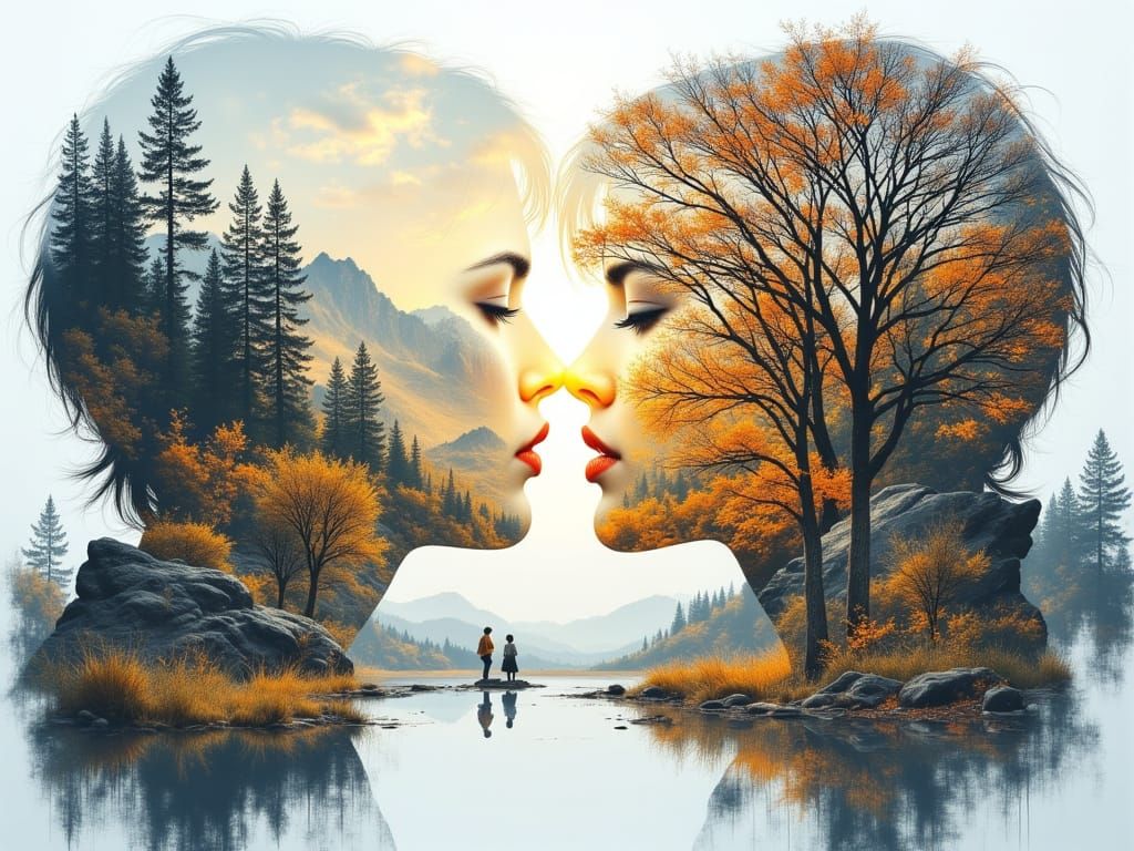 Couple in Love: Winter & Spring Dual Portrait