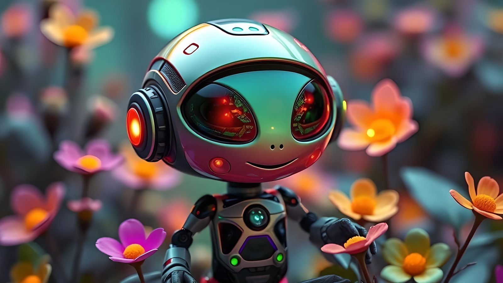 Magnetic Vision: Kawaii Explorerbot in Alien Flora