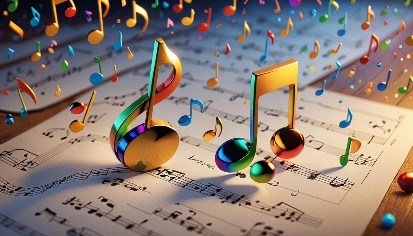 Dancing Music Note in Vibrant 3D Digital Art