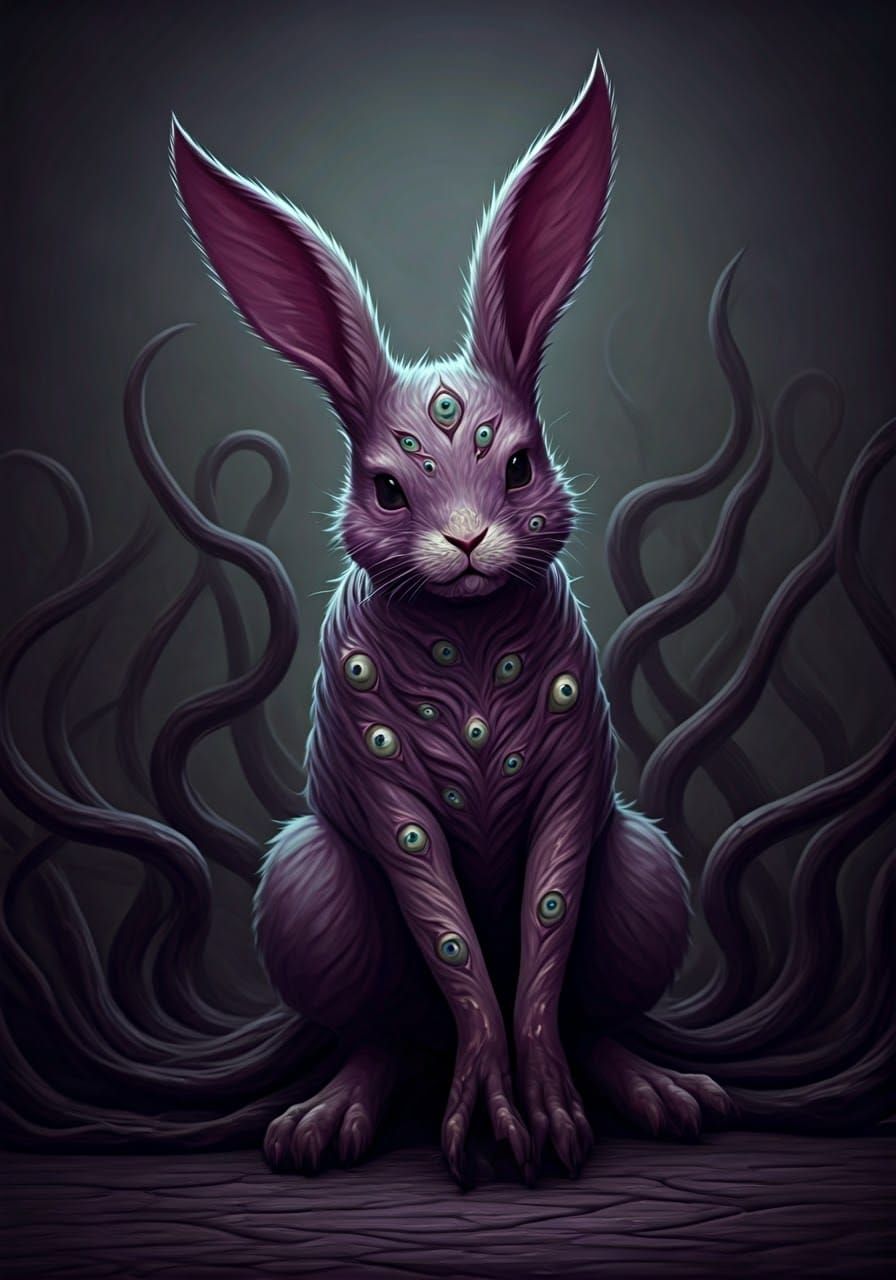 Eldritch Rabbit in Cyberpunk Art